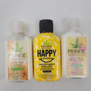 HEMPZ Body Moisturizer 3 piece set 2.25 fl oz Citrine Crystal Happy Pink Citron